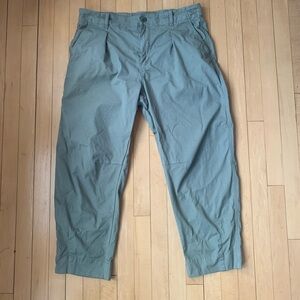 AYR The Bam Barrel Leg Pleated Green Cotton Pants Size 12